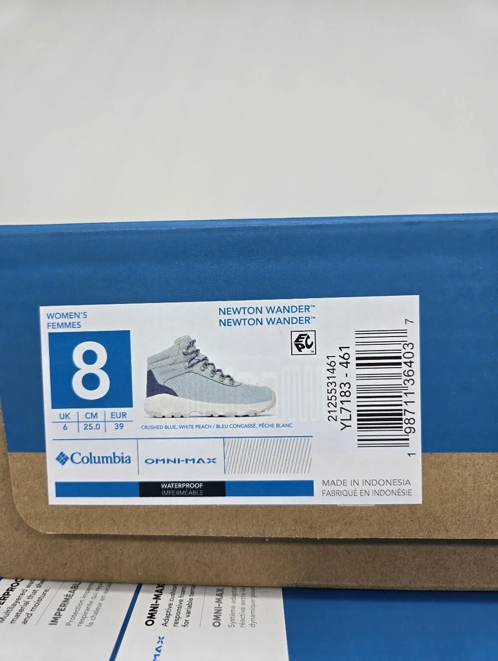 Columbia Women's Newton Wander Hiking Boots Crushed Blue Shoes Size 8